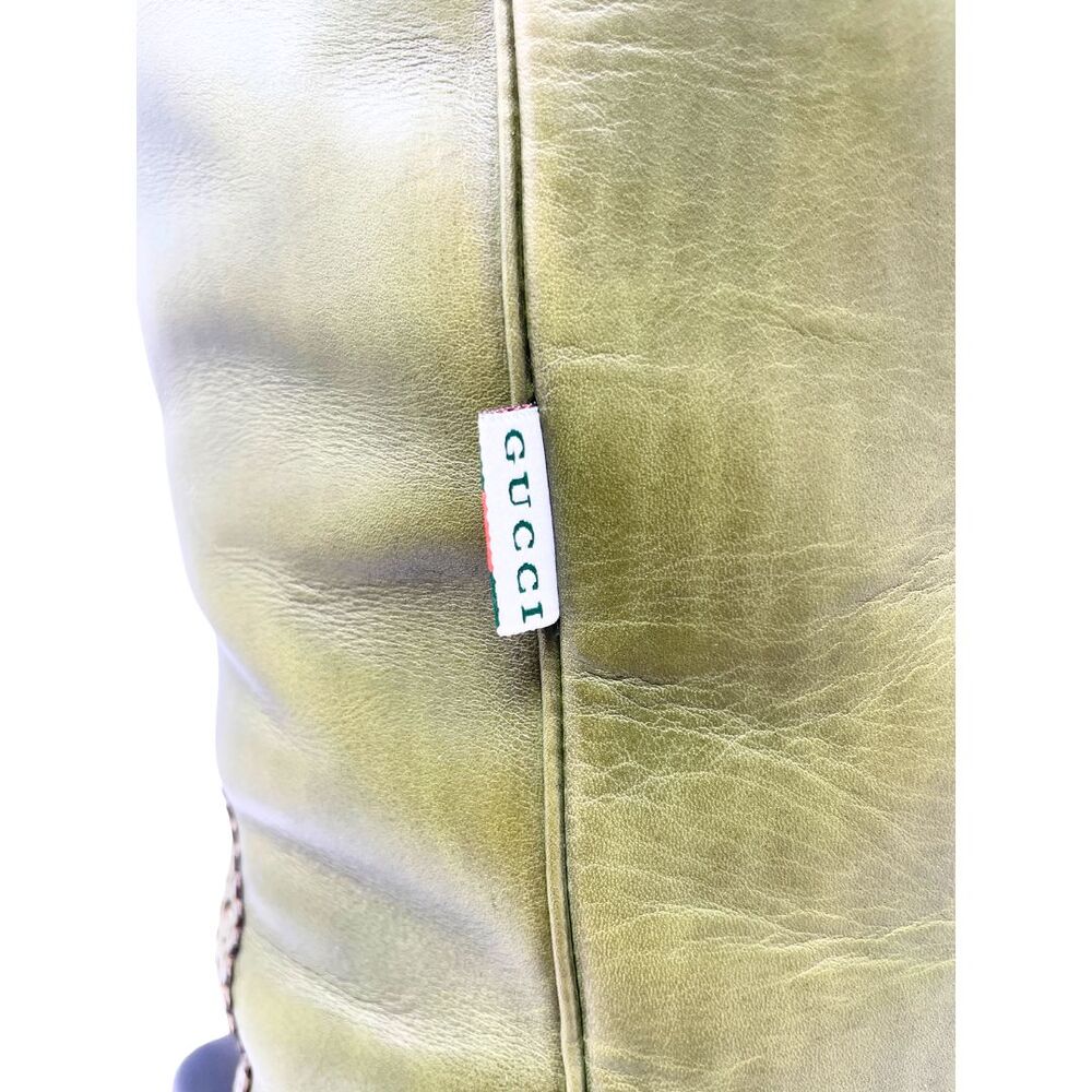 Gucci Ombre Green Leather Western Knee High Boots Vintage 9B US 9 Ophidia Web - Picture 6 of 9